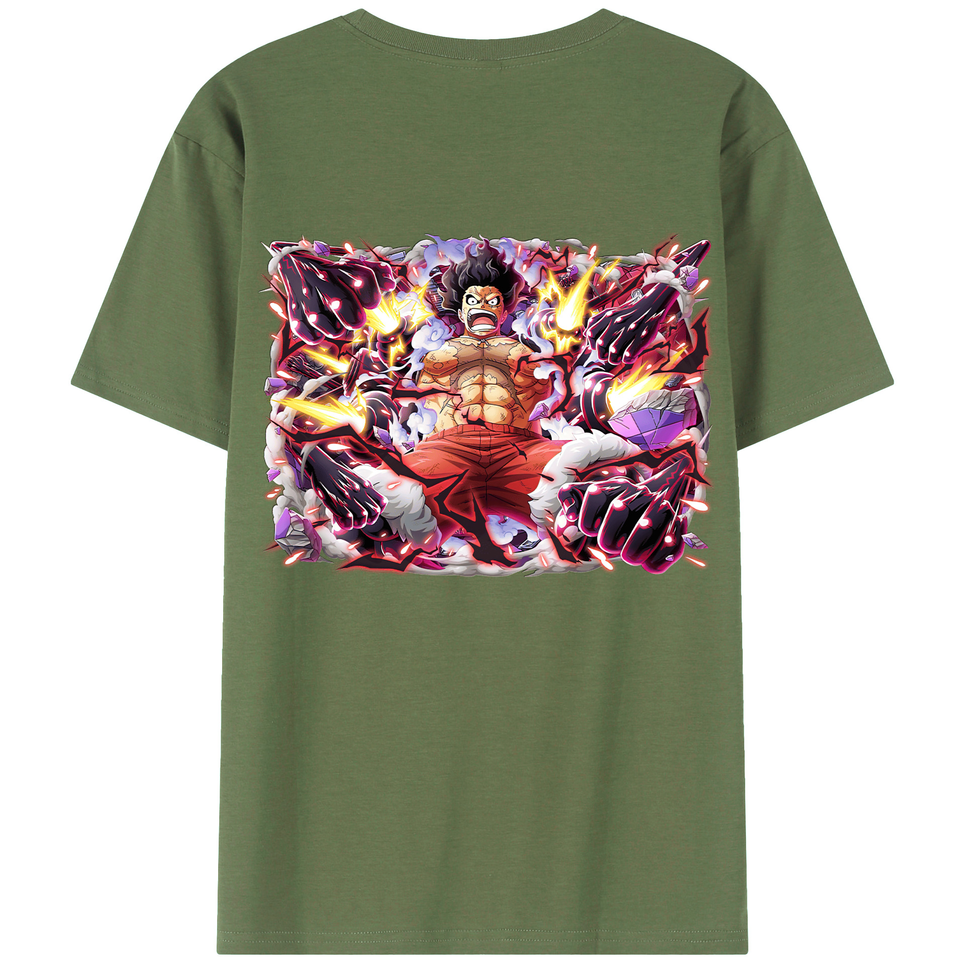 ワンピース モンキー・D・ルフィ ONE PIECE Monkey D. Luffy 綿100％ メンズ半袖Tシャツ（バックプリント） 通気性